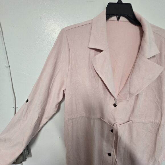 Long-sleeved trench coat with cuffs, lapel coat with drawstring waist - Picture 2 of 12